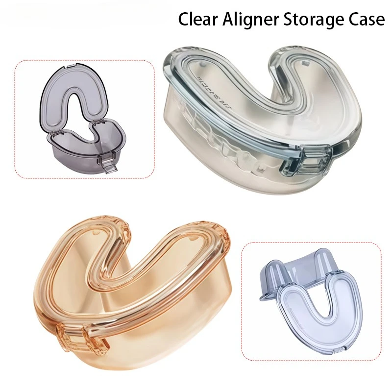 1Pc U-Shaped Denture and Retainer Storage Box, Orthodontic Braces Soaking Container with Stent Cup for Cleaning False Teeth Box