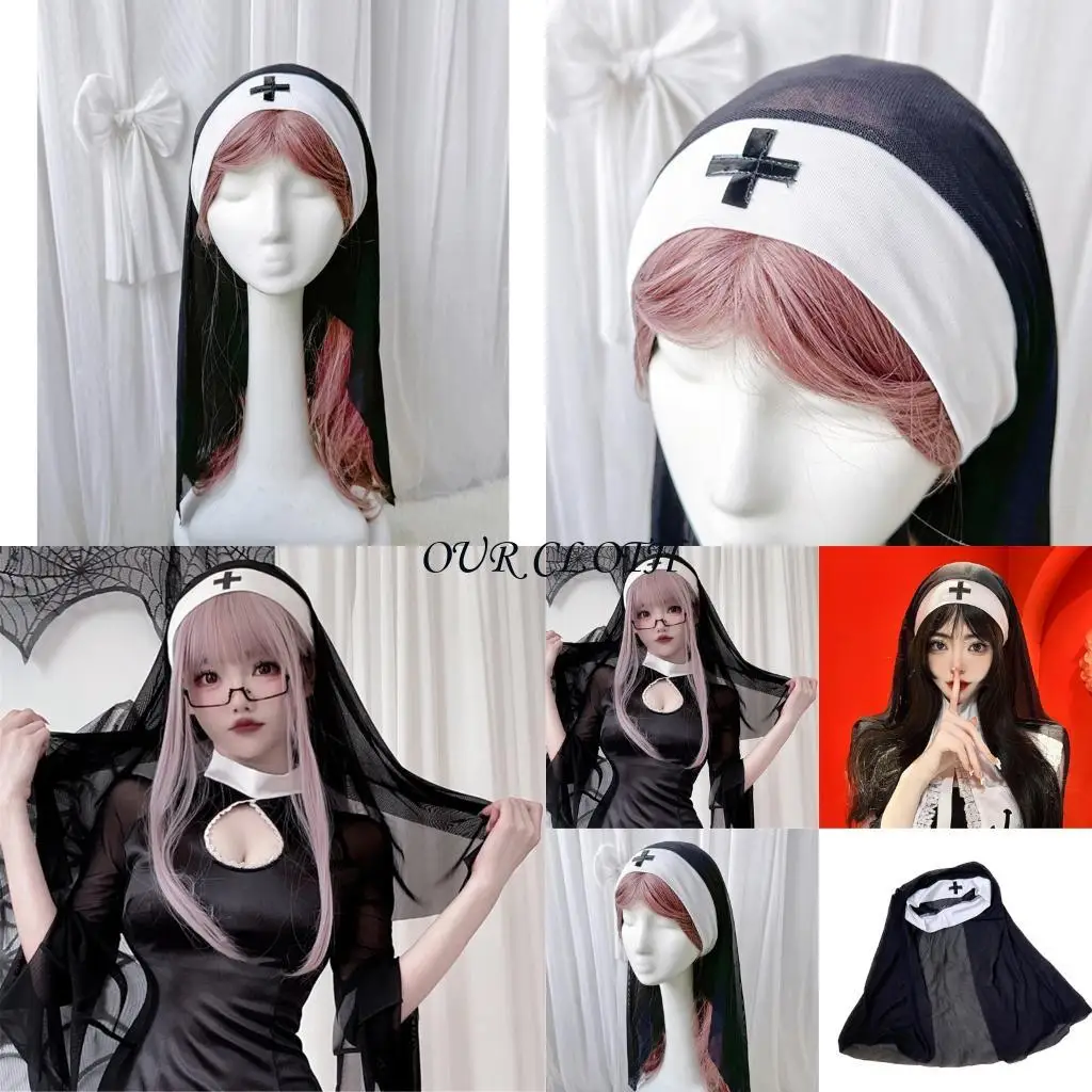 

Черная белая шляпа монахиня для женщин Хэллоуин одевать костюми