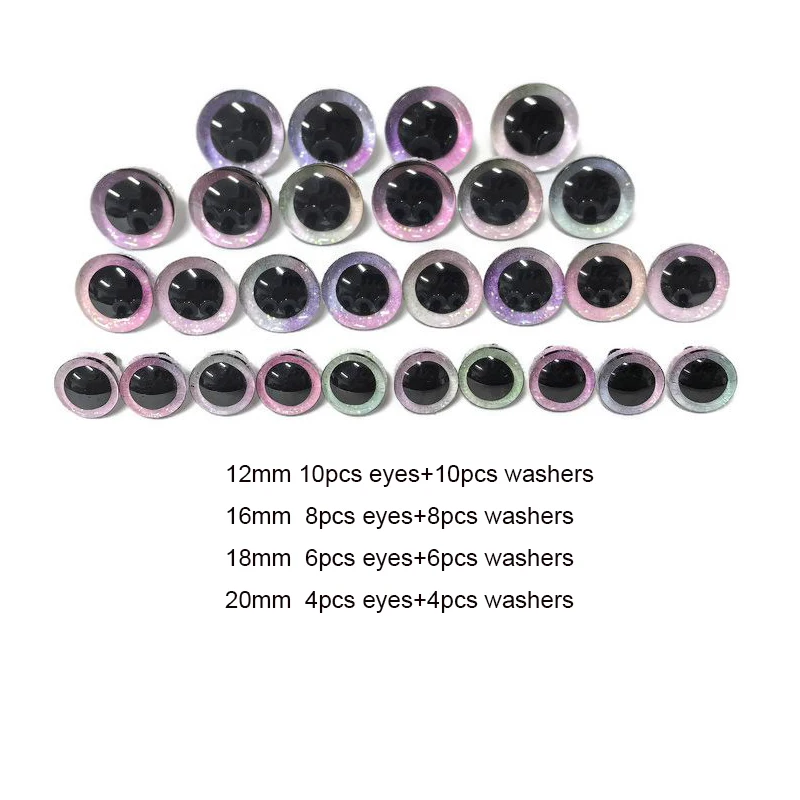 28 teile/los Sicherheits augen Tier Glitter Puppe Zubehör für Spielzeug/Puppe 12mm 16mm 18mm 20mm kommen mit einfachen Unter leg scheiben