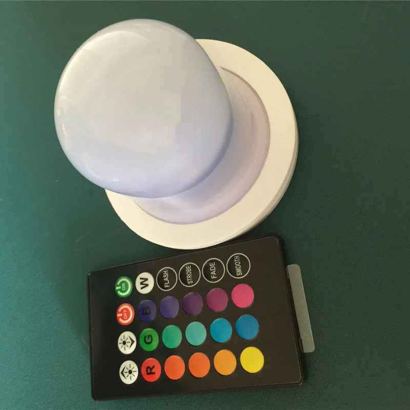 Remote controlled 24keys USB Rechargeable RGBW Light base LED module Hanging Furniture mood Light UnderTable Bar Decor Dia.83mm