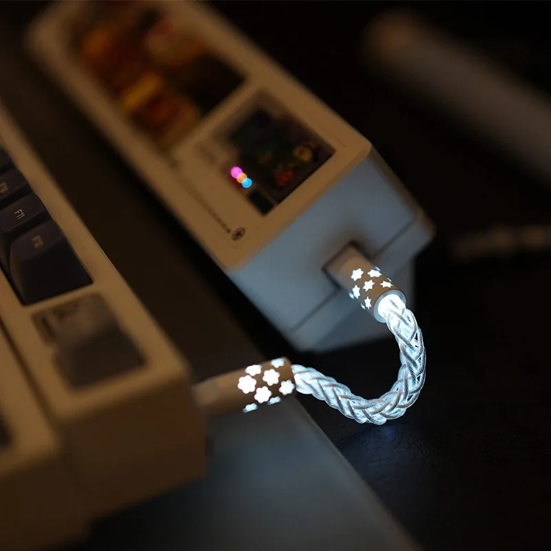 PAD Typec-typec Short Cable Customized Single Crystal Copper Star Light Cable 12/15/20/30cm for Mechanical Keyboard Accessories