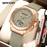 SANDA Waterproof Digital Fashion Casual Wild Woman's Watch Alarm Clock Night Light Display Electronic Silicon Strap Girl's Watch
