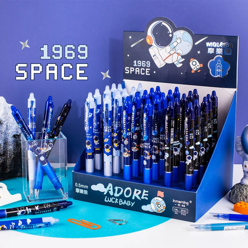 

36pcs/lot Kawaii Astronaut Erasable Gel Pen Cute 0.5mm Signature Pens School writing Supply Promotional Gift