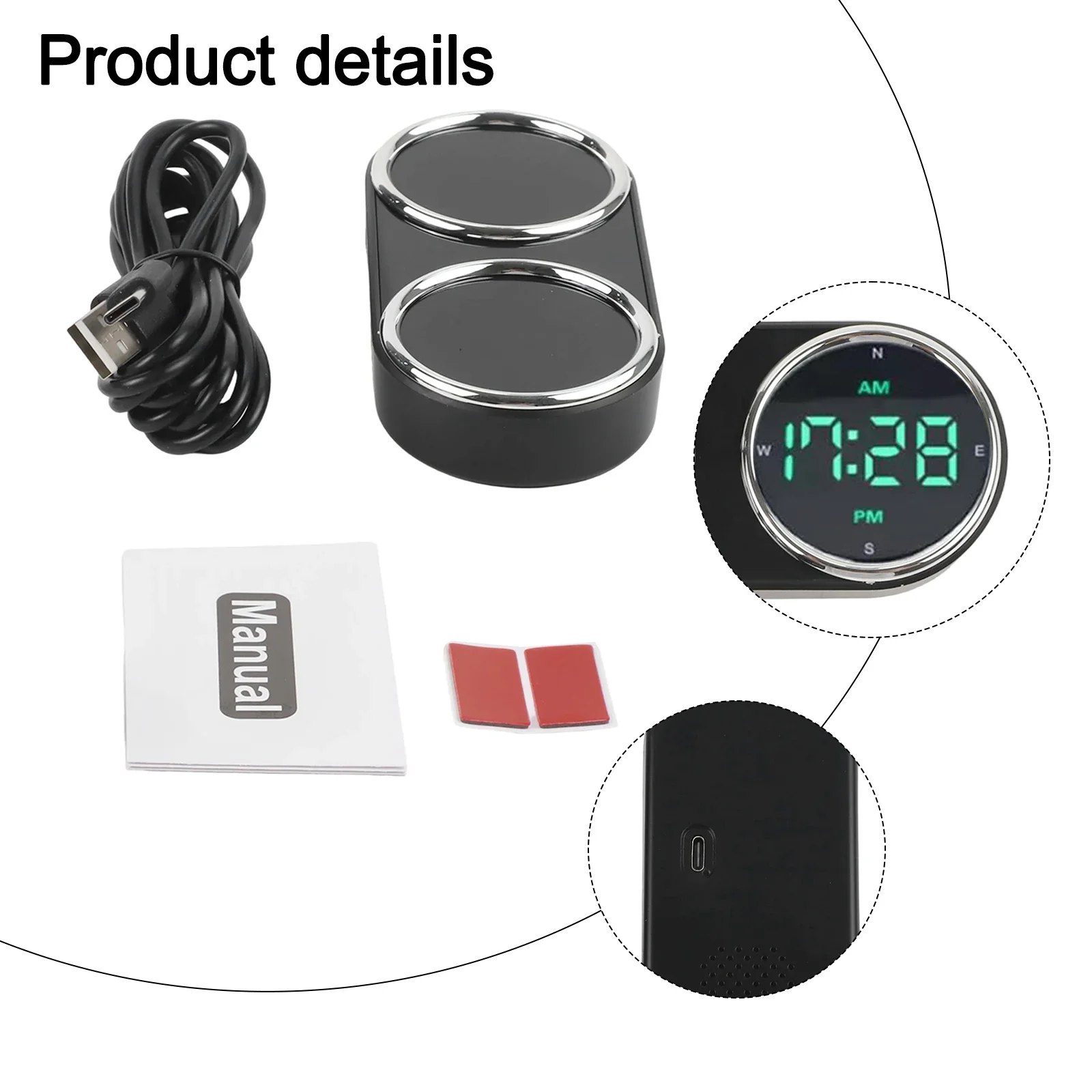 GPS Speedomter Digital Clock HUD Over-Alarm KM/H MP/H Speed Meter 7-Color Head-up Display Speedometer With USB Cable