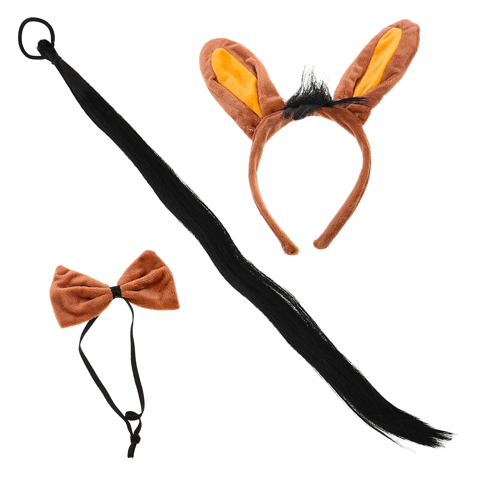

3 Pcs Cosplay Suit Animal Headband Tail Bowtie Donkey Accessories Plastic Child