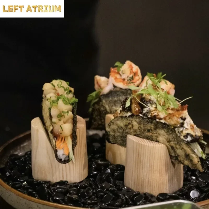 Wooden Sushi Trays Hand Roll Rack Specialty Cutlery Sashimi Dish Snack Trays Dessert Plate Dim Sum Dish Display Racks Cake Stand