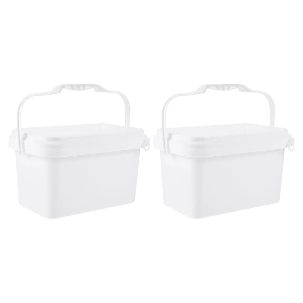 

2pcs Paint Plastic Bucket With Handle Multipurpose Storage Bucket For Pigment Paint Container Lid Square Buckets Painting Art