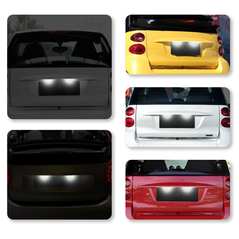 2 قطعة Canbus 18 SMD لوحة ترخيص مُضاء رقم ضوء مصباح خطأ مجاني لبنز الذكية Fortwo كوبيه للتحويل W450 W451 W453 #3