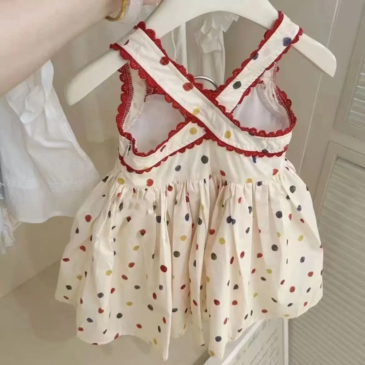 

2025 Summer New Style Girls' Elegant Color Strap Skirt Polka Dot Dress for Baby Girls Polka Dot Sleeveless Cute Skirt