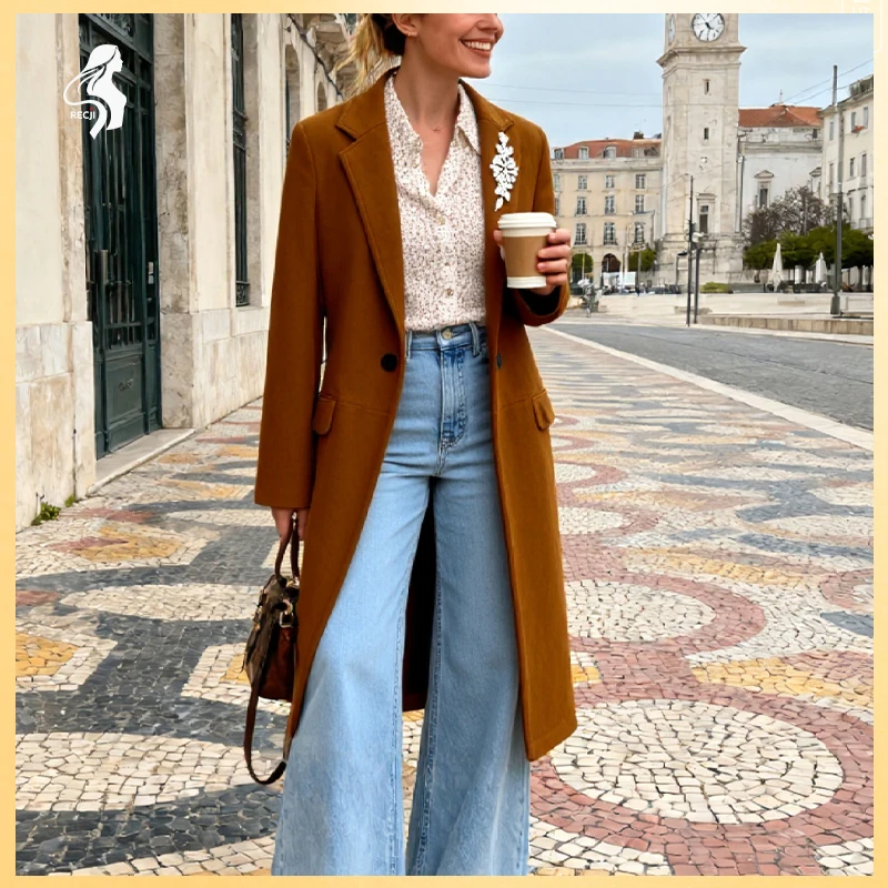 

Осень/зима 202, новое модное элегантное простое освежающее повседневное свободное замшевое пальто со скрытой пуговицей