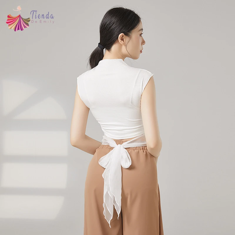 top-curto-de-danca-moderna-feminino-com-nervuras-sem-mangas-camiseta-colete-blusa-costas-amarradas-roupas-de-treinamento-finas-yoga-wear-verao-regata
