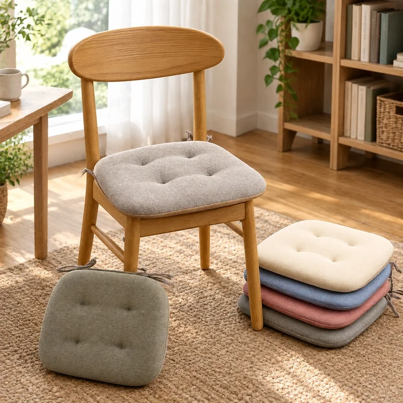Thick Cotton Linen Cushion for Horseshoe Chairs, Breathable Seat Pad Ideal for Dining and Study in Summer
