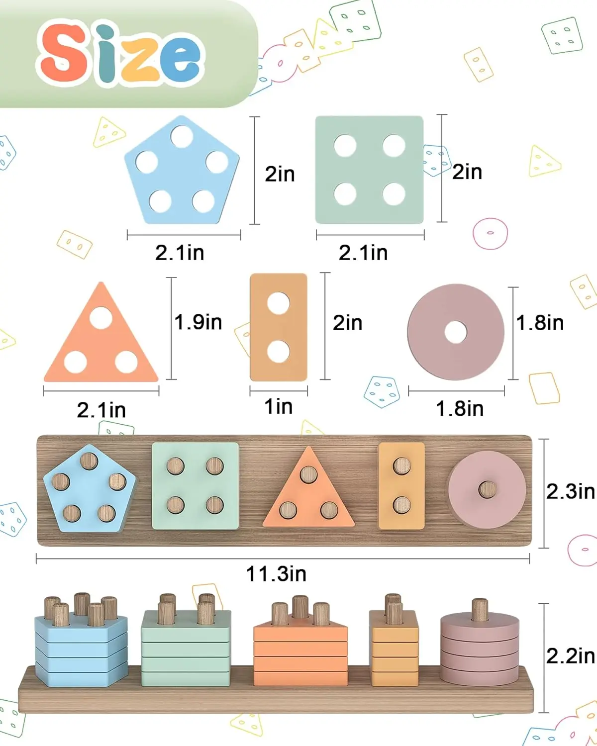 Montessori Toys for 1 2 3 Years Old Boys Girls Birthday Gifts, Wooden Sensory Toys for Ages 2-4 Toddlers Kids Baby, Toddler Lear