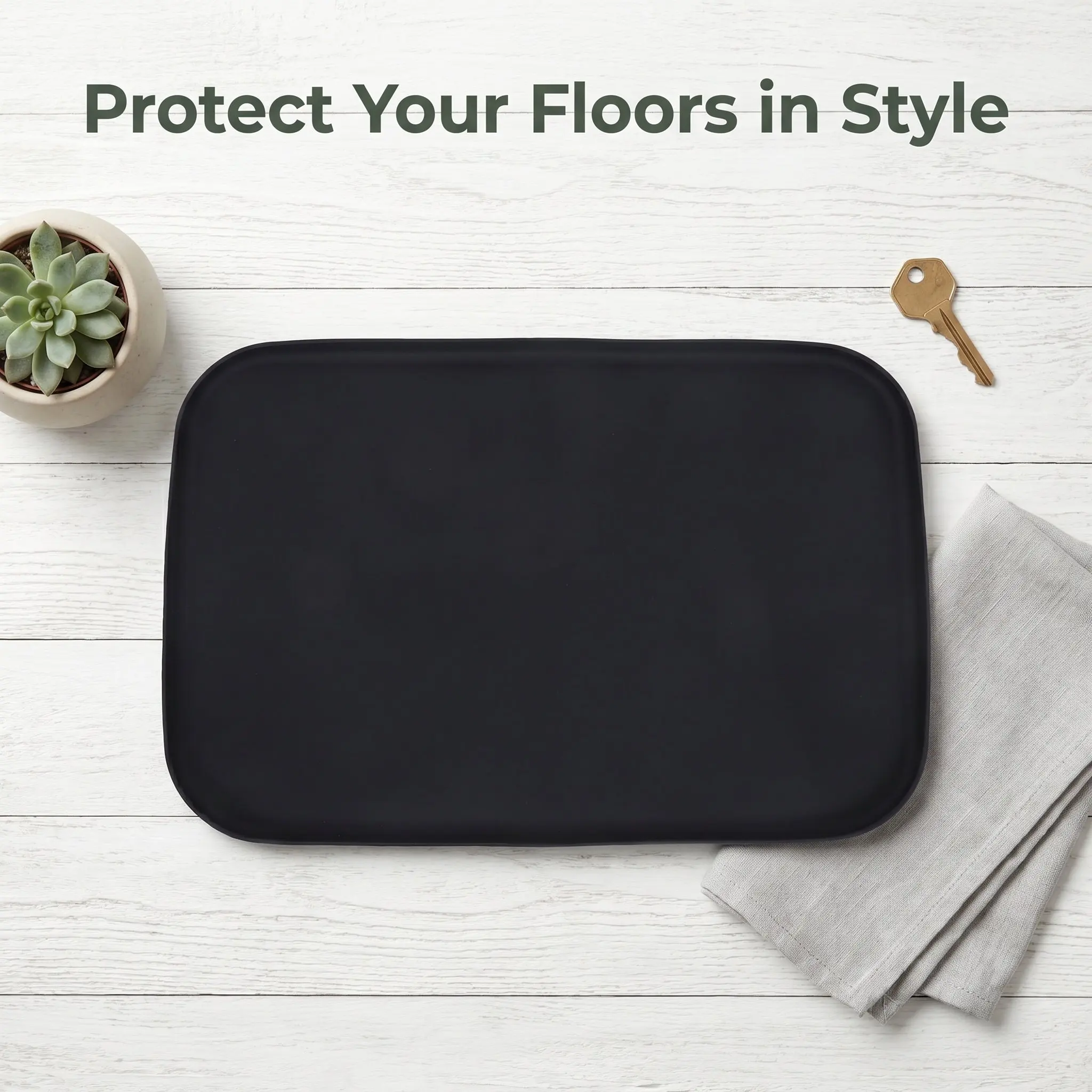 Non Slip Black Silicone Drip Tray Rectangular Mat for Dehumidifier Humidifier Coffee Machine Espresso Maker Kitchen Counter