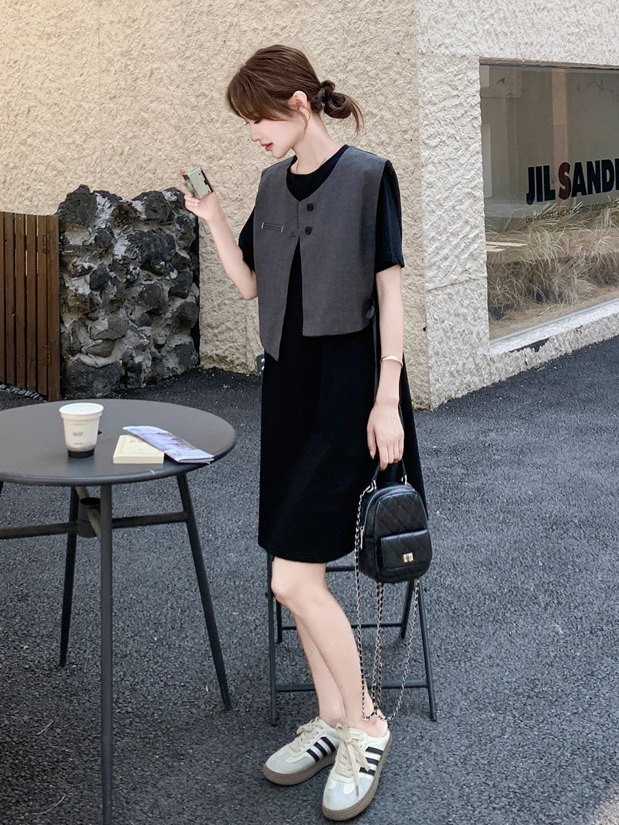 

Новинка лета 202, антивозрастной универсальный свободный утягивающий круглый трикотажный комплект Dr из двух предметов, женский ансамбль Faion