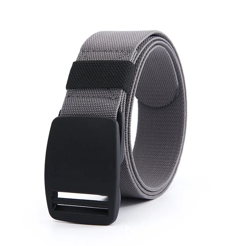 Men Canvas Belts Solid Color Men Luxury Brand Male Strap Fashion Trouser Belt Black Buckle High Quality Stretch Waistband DT051