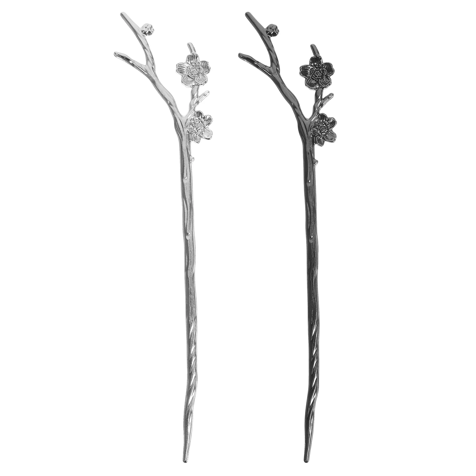 

2 Pcs Plum Blossom Hairpin Updo Sticks Girl Vintage Chopstick for Women Alloy Accessories