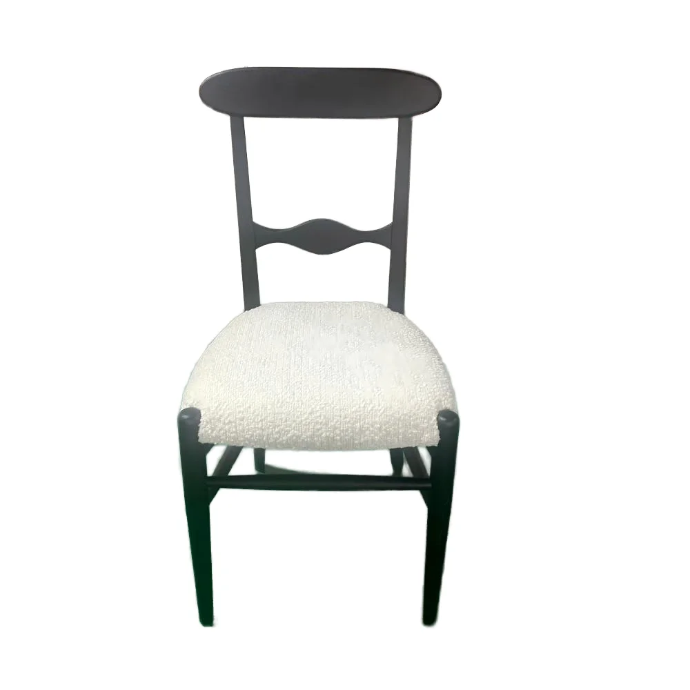 &Uniquely Designed Minimalist Solid Wood Reclining Dining Chair with Tufted Backrest and Cotton Slipcover for Home Office Dining