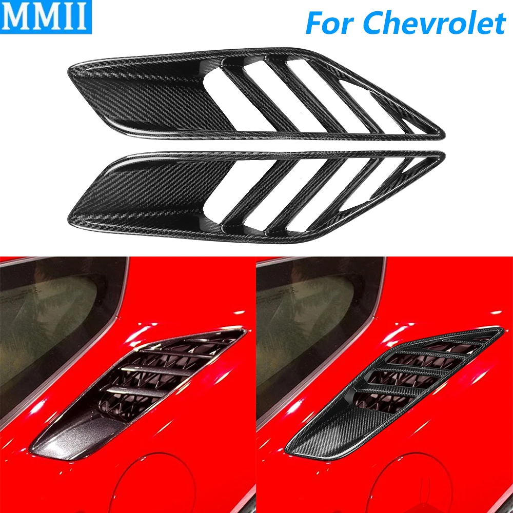 For Chevrolet Corvette C7 ZR1 Z06 2014-2019 Real Dry Carbon Fiber Rear Side Fender Spoiler Air Intake Vent Cover Car Accessories