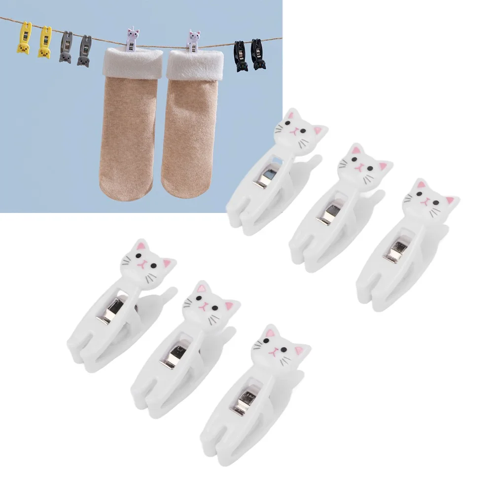 6Pcs Plastic Cute Windproof Clips Cartoon Shape Small Size Sealing Clips Lightweight Multi Color Hand Account Clips