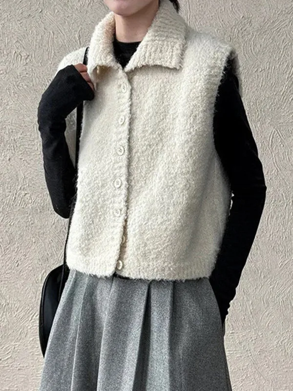 

Korean Sle Autumn New High Collar Knitted Svel College Sle Sweater Vest Warmth Emitting Full Size Long Sve Buttoned
