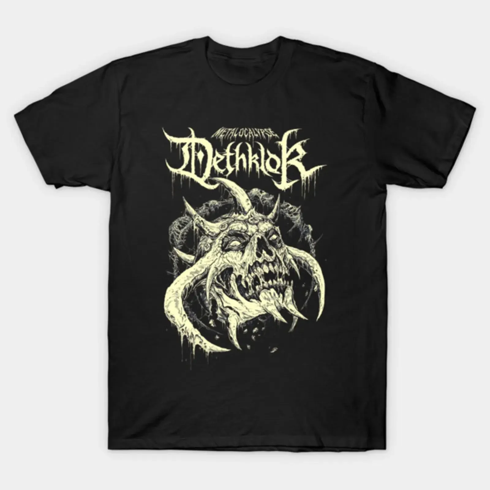 Metalocalypsa Dethklok T Shirt vintage Washed Top For Everyday Wear homme streetwear Versatile Unisex Stretched Slightly