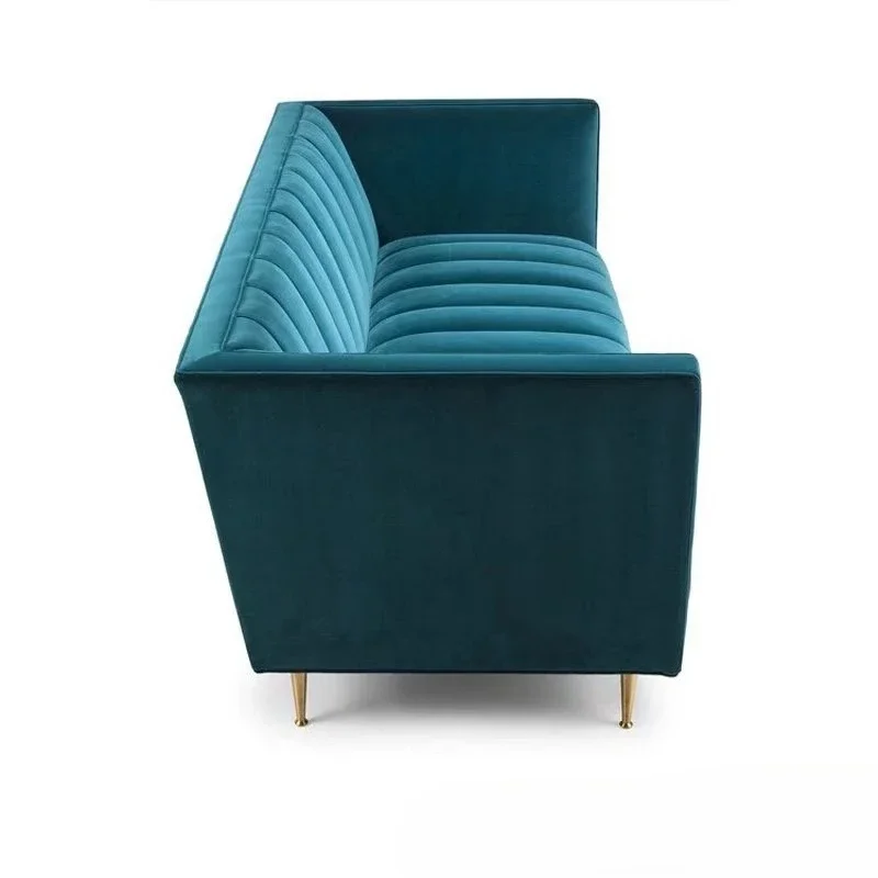 أريكة قماش أمريكية مكونة من ثلاثة أشخاص، أثاث غرفة نموذجية، شقة فندقية، أريكة مزدوجة عصرية من الفولاذ المقاوم للصدأ #3