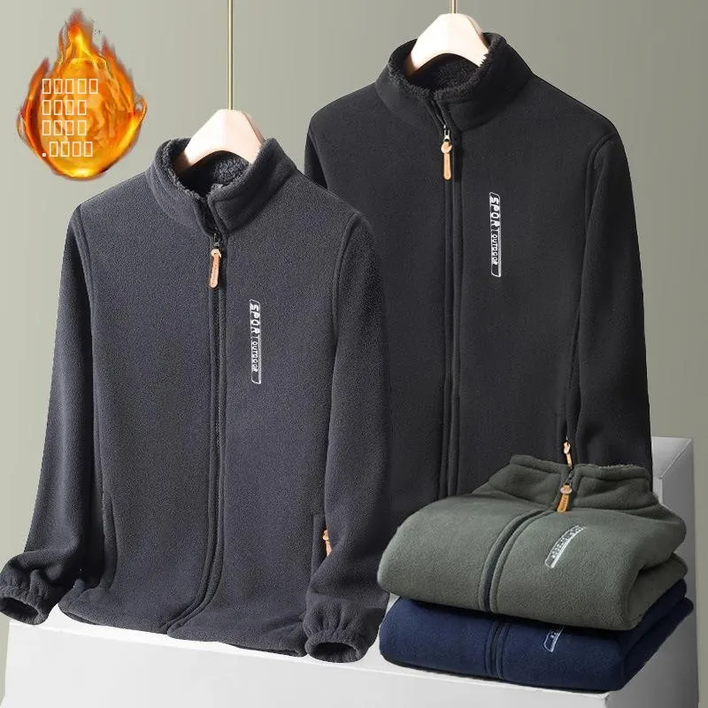 

Мужской утепленный кардиган на молнии с длинными рукавами для среднего и старшего возраста, цветной