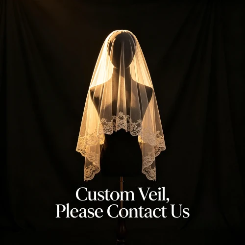 Handmade Custom Wedding Veil Length French Lace Mantilla Veil One Tier Bridal Veil with Lace Trim