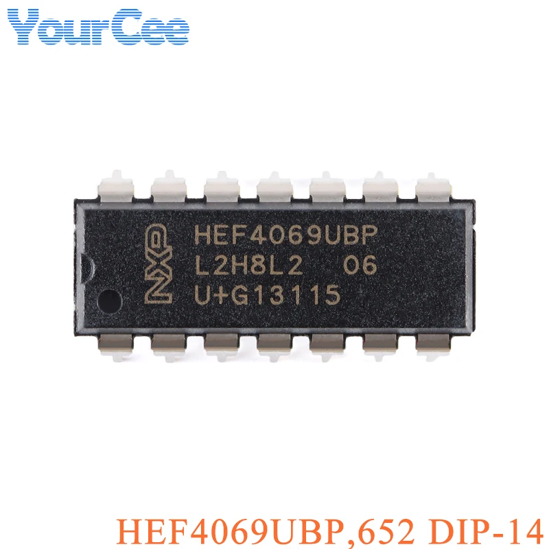 5PCS HEF4069UBP, 652 HEF4069UBP Inverter SMD IC Chip DIP-14 6 Channel 3V to 15V Inverters