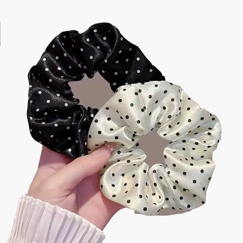 

2pcs Satin imitation silk polka dot diameter 12CM large size hair ring hair loop hair rope