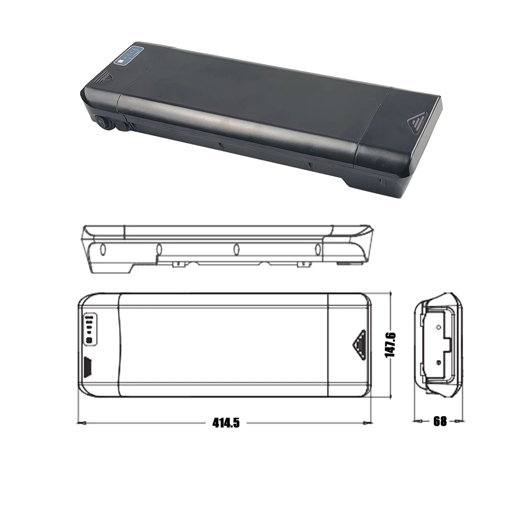 Rear Rack Carrier Akku Replacement Battery Pack for City Bike Luggage Ebike, 36V, 10Ah, 14Ah, 350W, 500W