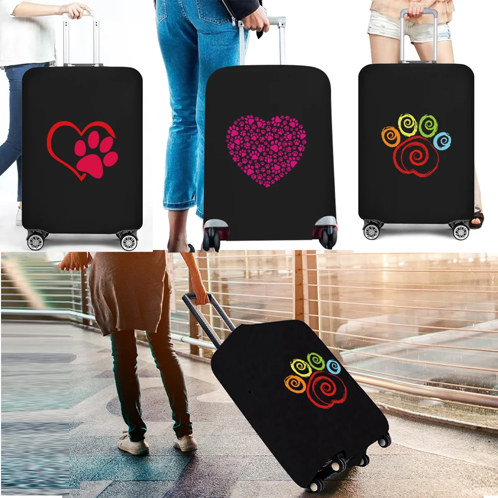 New Thicker Travel Luggage Suitcase Protective Cover for Trunk Case Apply To 18''-28'' Footprints Print Suitcase Cover Elastic