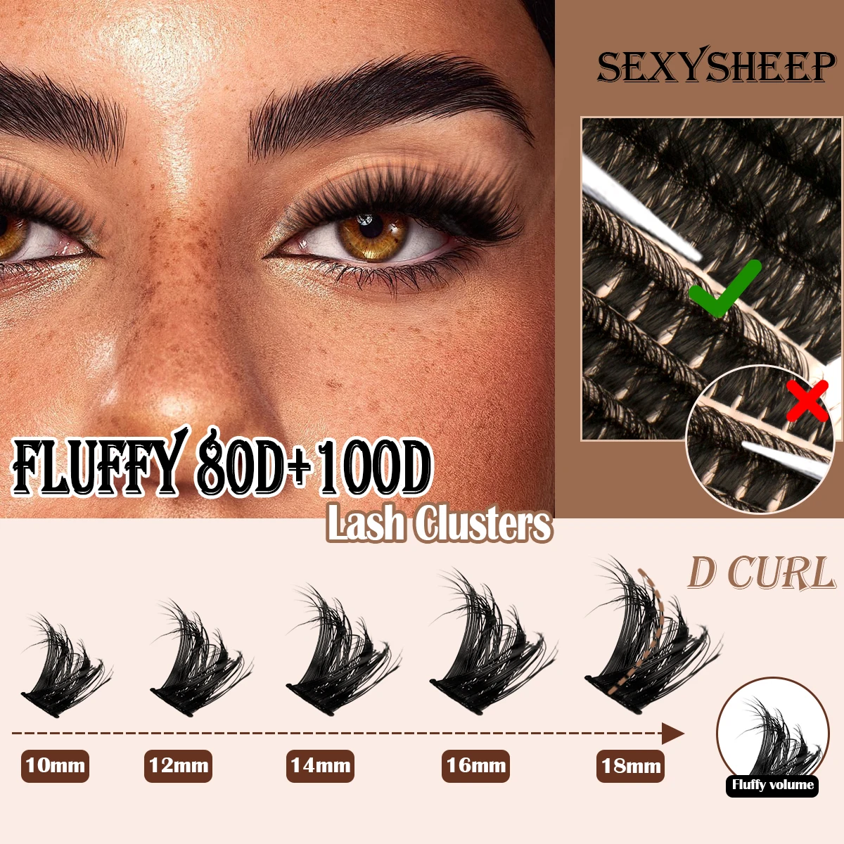 DIY キャットアイクラスターまつげエクステンションキットカール混合長さ手作り個別まつげボンド、シール、リムーバー、ピンセット付き