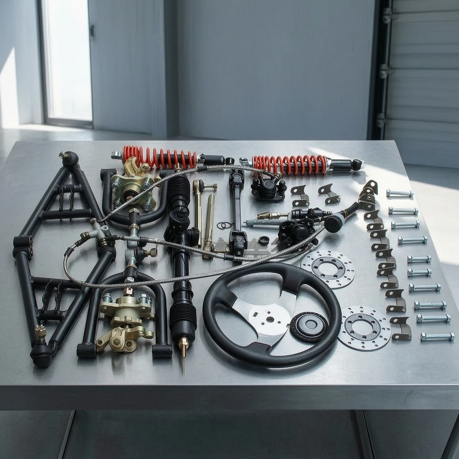 

Front Axle Kit with Disc Brakes DIY Front Axle Assembly Kit Vehicle Parts Ready-to-Assemble Hardware Upgrade for Hobbyists