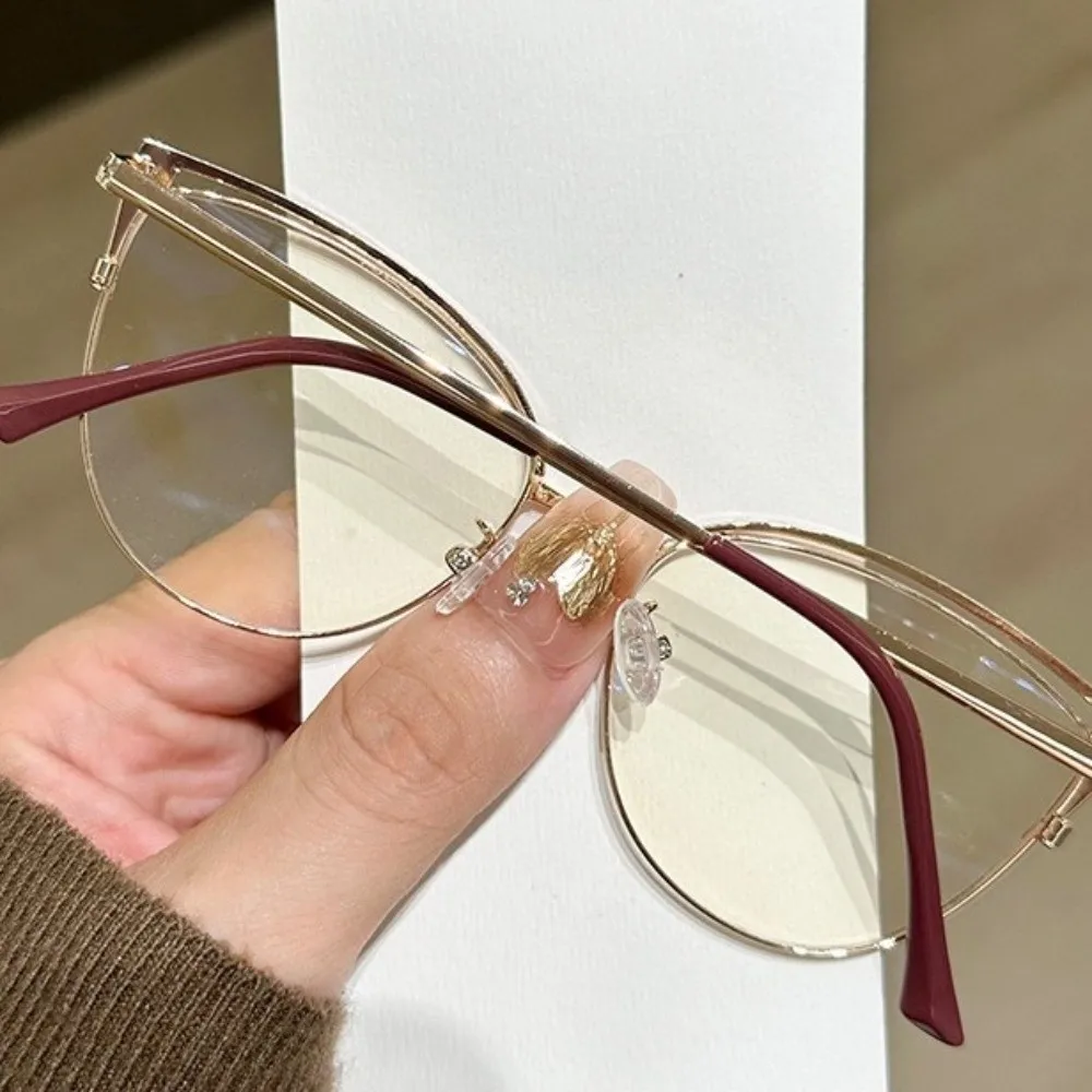 

Rhinestone Studded Anti-blue Light Glasses Transparent Lightweight Square Frame Myopia Glasses Metal Frame Eye Protective