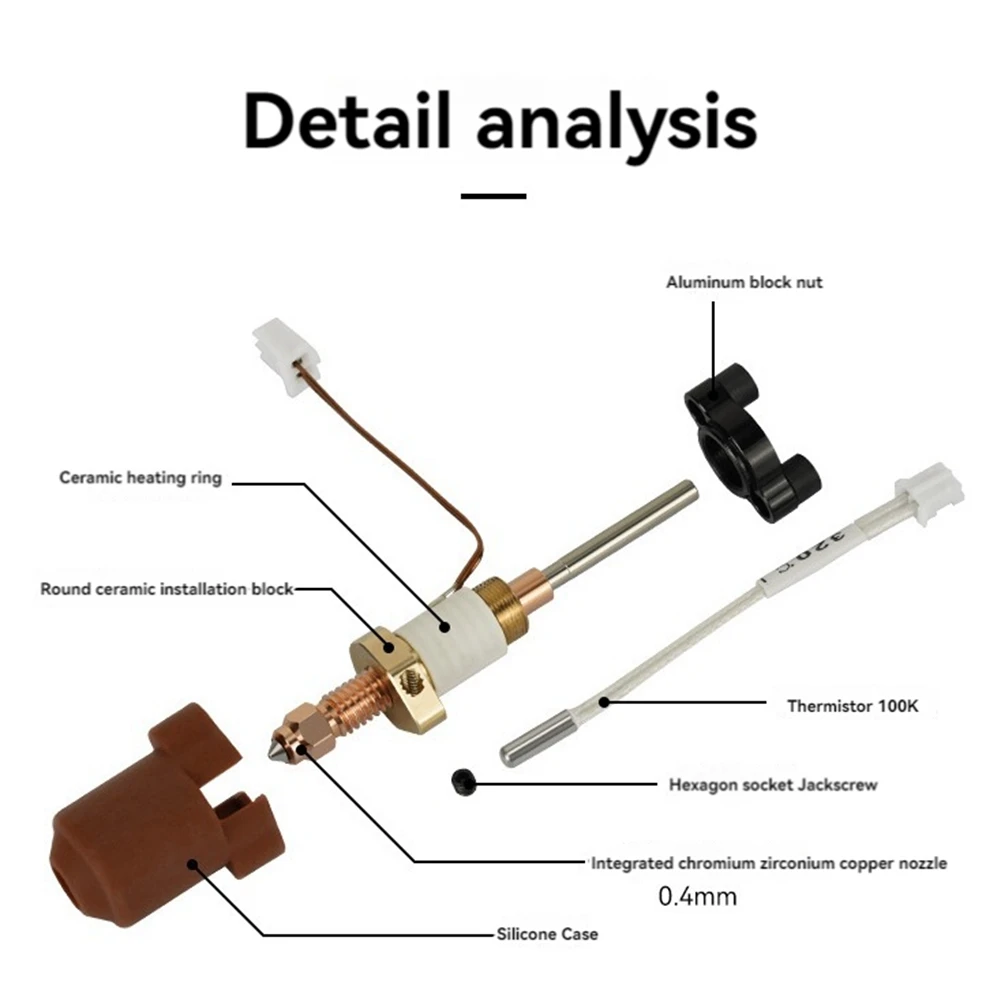 ADP-For V3 Hotend Kit,Ceramic Heating Block Kit Fast Heating Thermal Conductivity Ceramics with Integrated Nozzle