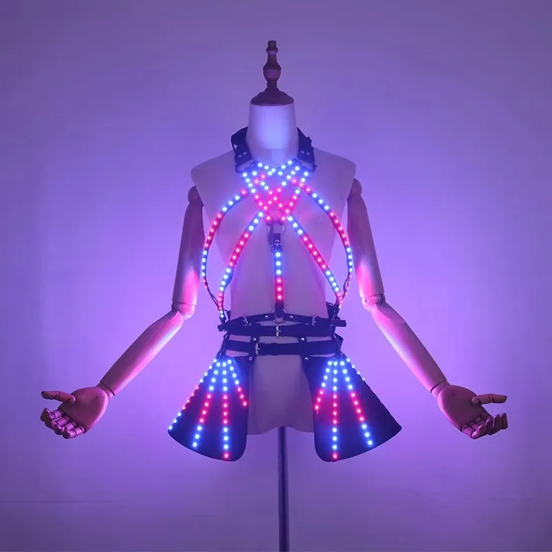 women's LED luminous clothing set, club party clothing, stage performance clothing, luminous carnival clothing