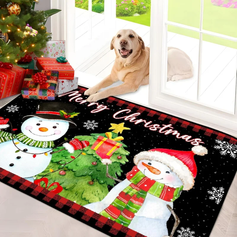 Merry Christmas Decorative By Mat Indoor Welcome Floor Mat Low key Winter Snowman Anti slip Mat