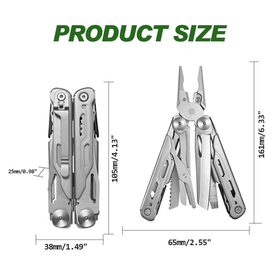 Multitool Pliers 17-in-1 Stainless Steel Multi Tool, Scissors, Back Clip, Folding Pocket Multifunctional EDC Tool for Survival C