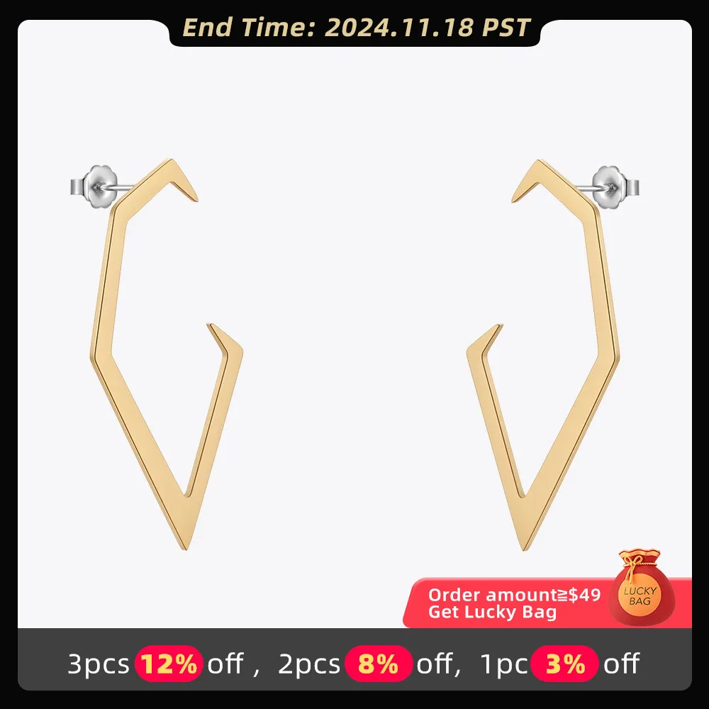 ENFASHION Pendientes Geometry Stud Earring For Women Stainless steel Gold Color Original Aretes V Shape Design Jewelry  E221465