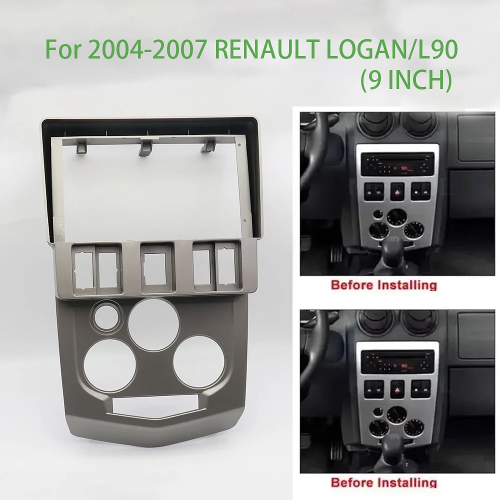Accesorios para Automóviles RENAULT LOGAN/L90 2004-2007, Adaptador de Marco de 9 Pulgadas para Radio Android, Kit de Panel de Montaje para Tablero de Instrumentos