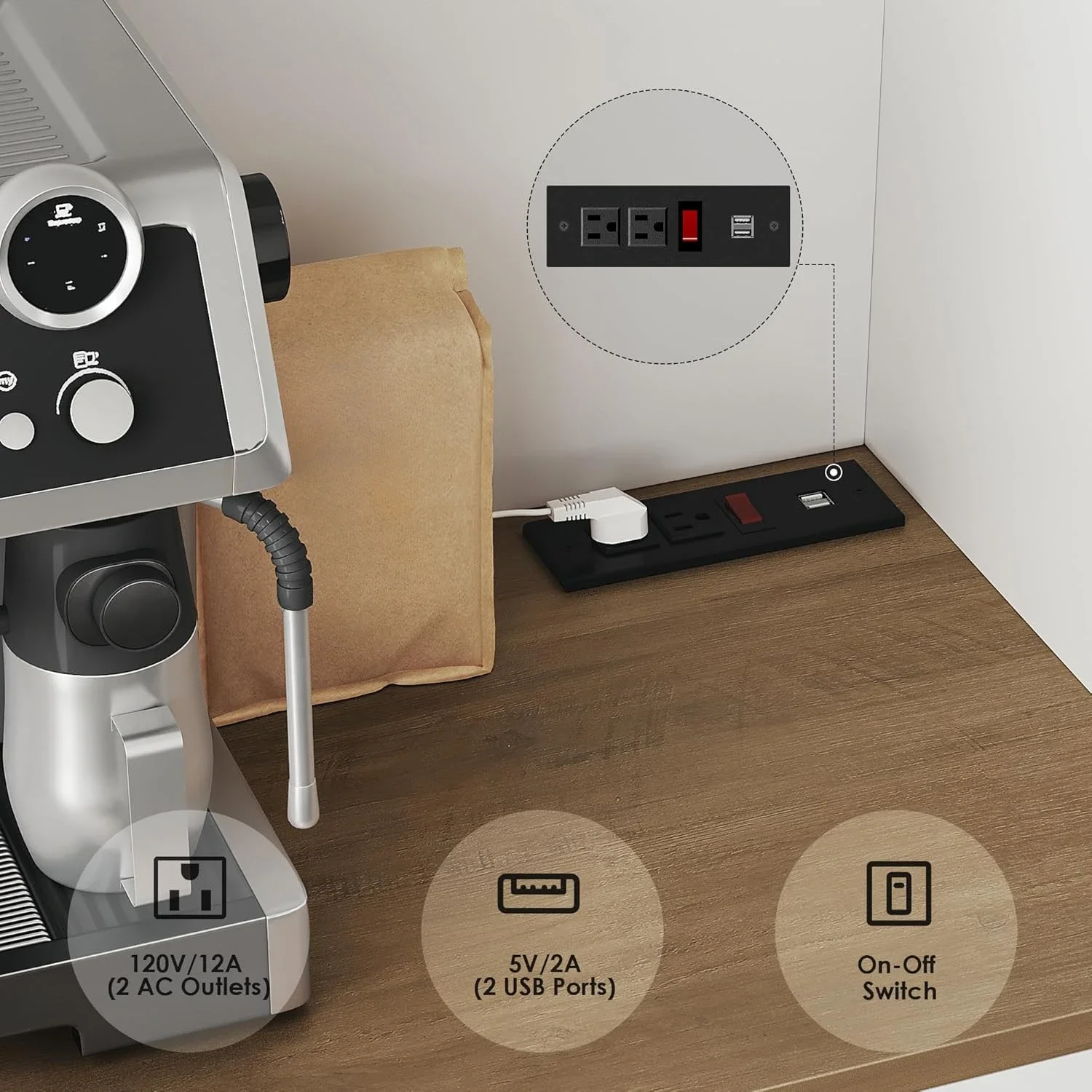 71" Pantry Cabinet with Charging Station