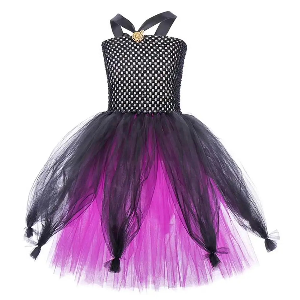 Costume de cosplay d'ursula pour enfants, combinaison pour filles, robe tutu pour enfants, bande de sauna, gants, baguette, ensemble complet, tenues d'Halloween, carnaval trempé