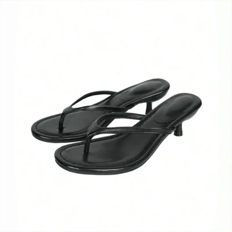 2026 New Brand Fashion Clip Toe Low Heel Women Slippers Ladies Elegant Beach Vacation Dress Slides Concise Summer Shoes image 3