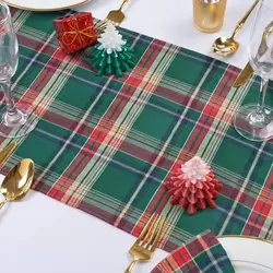 Christmas Table Runner Green Scottish Tartan Plaid Napkins Christmas Decorations For Home Festival Gifts Table Cover Placemat