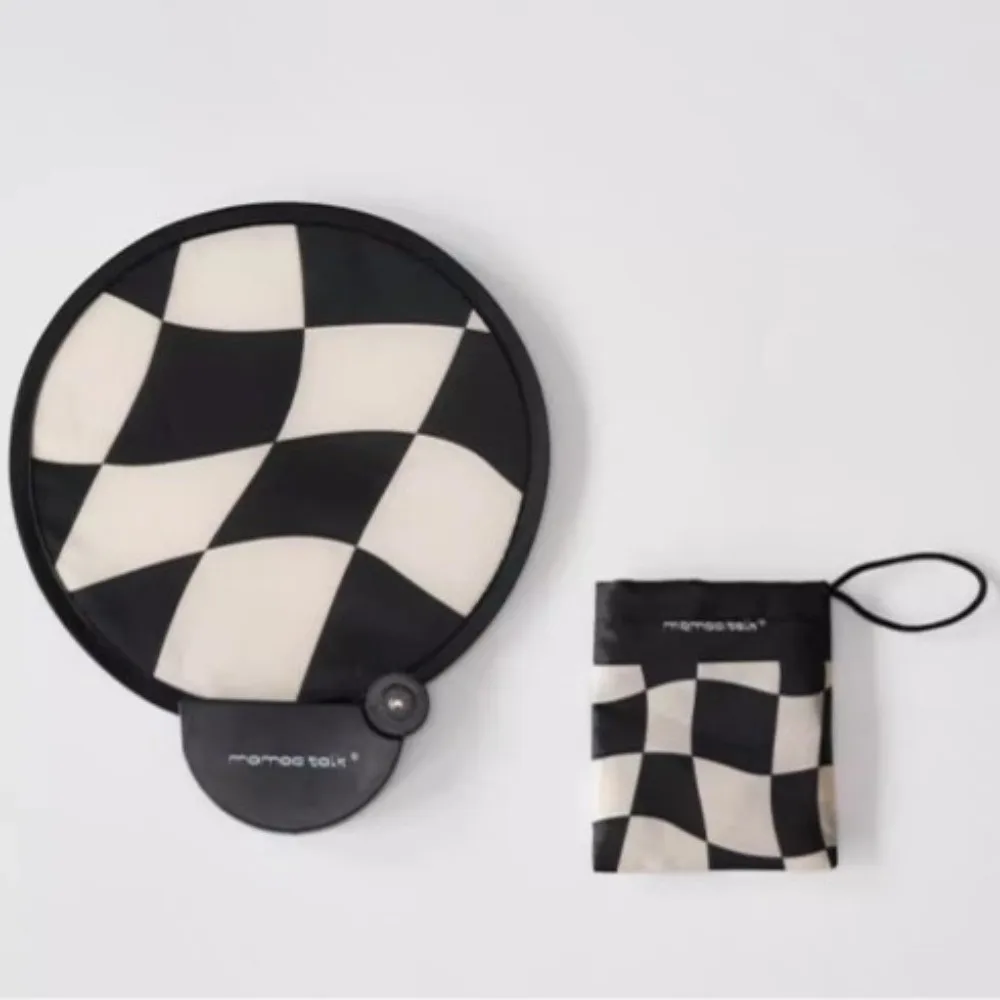 New with Storage Bag Portable Folding Fan Compact Design Vintage Style Round Fan Cooling Fans Outdoor Activities