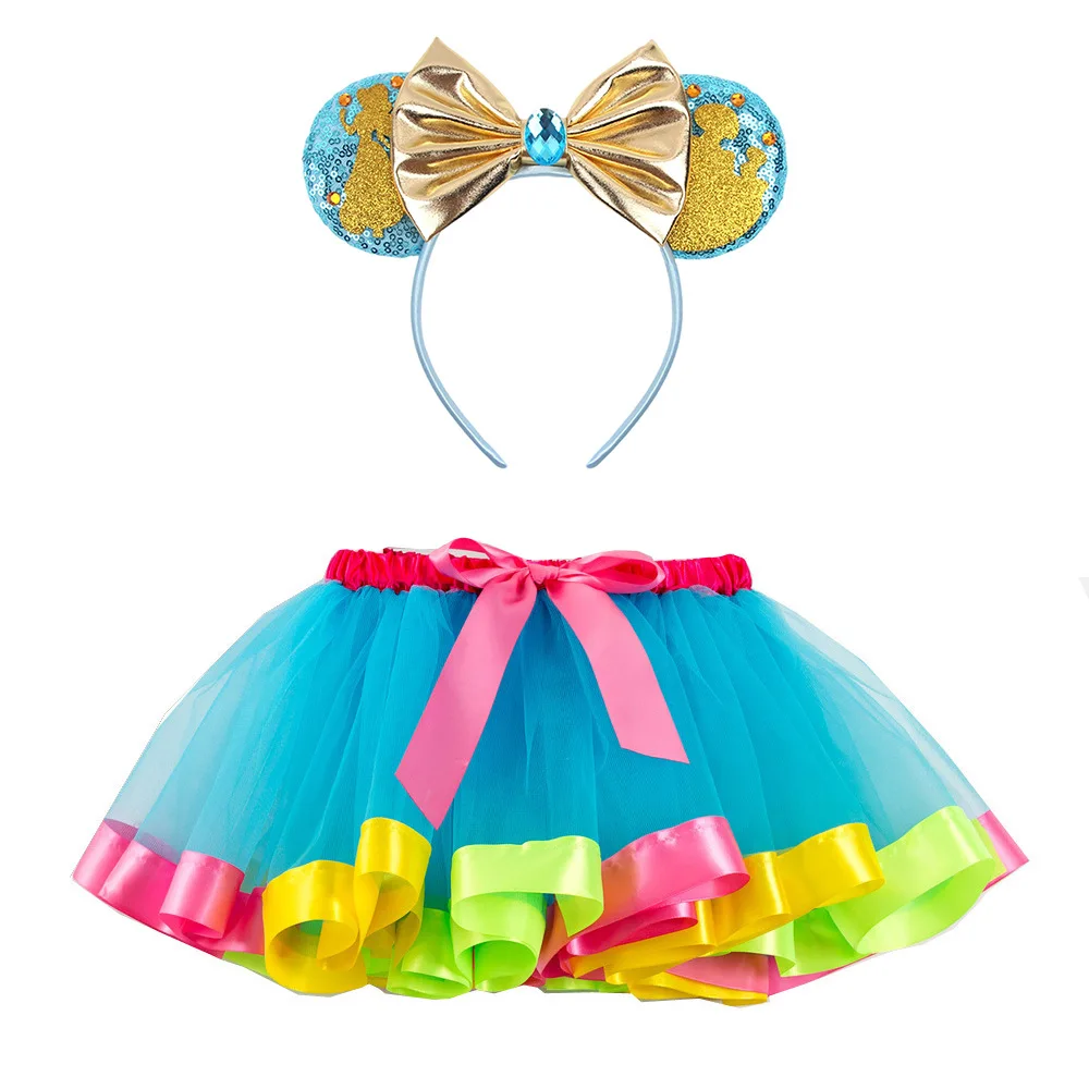 Mouse Bowknot Headband Kids Miniskirts Cosplay Costume Accessories Halloween Carnival Party Girls Tutu Skirt Birthday Hair Band