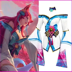 ANIMECC in stock S-2XL  Ahri Cosplay Costume Spirit Blossom League of Legends Cosplay Outfits Wig Halloween party for Women Girl