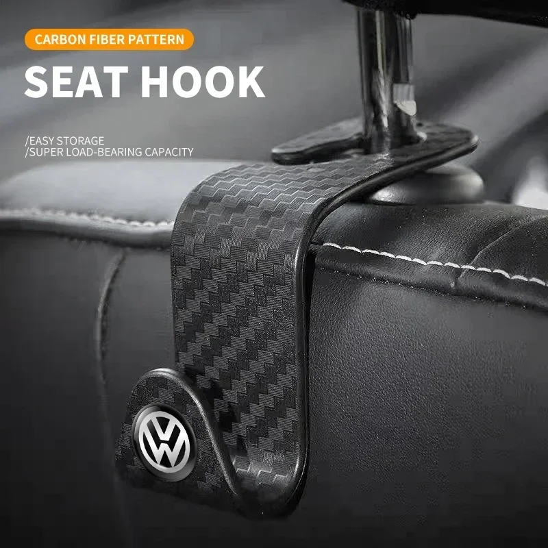 Carbon Fibre Car Rear Seat Hook Hanger Storage Organizer Hooks For Volkswagen VW Scirocco Jetta Beetle Golf Passat Tiguan GTI